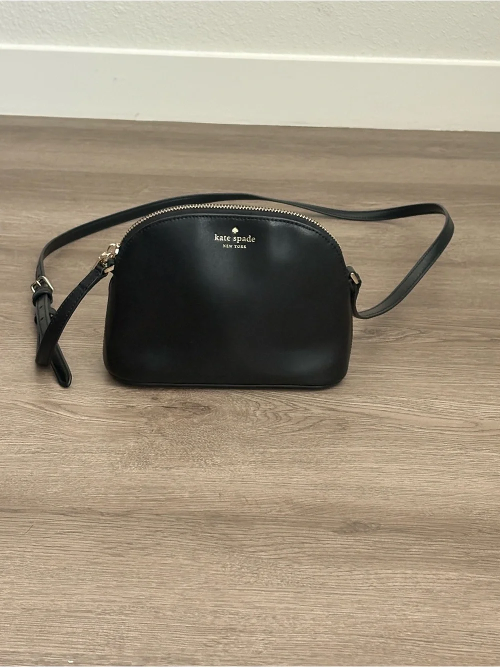 kate spade Black Leather Dome Crossbody with Gold Hardware